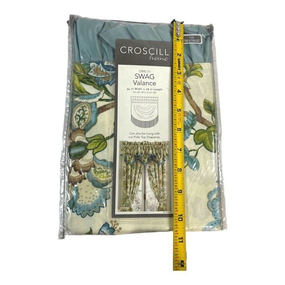 Croscill Home Swag Valance Corfu Sky Blue Floral NEW 44" x 28" Curtain Cotton - Picture 5 of 6